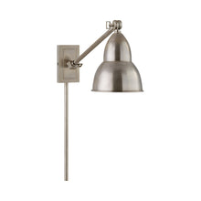 Load image into Gallery viewer, French Library Arm LED Wall Light in Antique Nickel.
