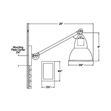 Load image into Gallery viewer, French Library Arm LED Wall Light - line drawing.
