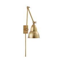 Load image into Gallery viewer, French Library Double Arm LED Wall Light in Hand-Rubbed Antique Brass.
