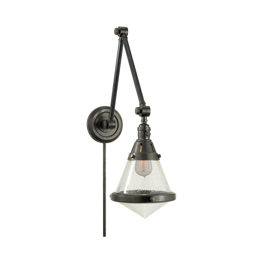 Gale Library Wall Light in Bronze/Seeded Glass.