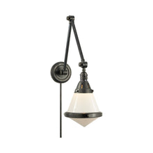 Load image into Gallery viewer, Gale Library Wall Light in Bronze/White Glass.
