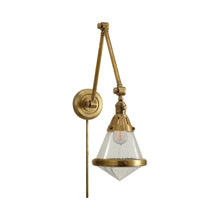 Load image into Gallery viewer, Gale Library Wall Light in Hand-Rubbed Antique Brass/Seeded Glass.
