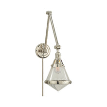 Load image into Gallery viewer, Gale Library Wall Light in Polished Nickel/Seeded Glass.
