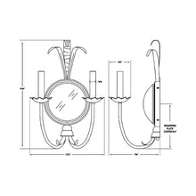 Load image into Gallery viewer, Gramercy Double Wall Light - line drawing.
