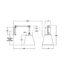 Load image into Gallery viewer, Graves Pivoting Wall Light - line drawing.
