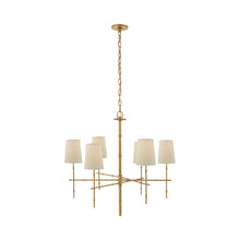 Load image into Gallery viewer, Grenol Modern Bamboo Chandelier in Hand-Rubbed Antique Brass.
