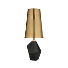 Load image into Gallery viewer, Halcyon Table Lamp in Black Cremo Marble/Antique-Burnished Brass.
