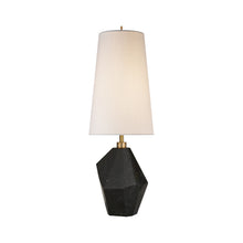 Load image into Gallery viewer, Halcyon Table Lamp in Black Cremo Marble/Linen.
