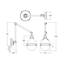 Load image into Gallery viewer, Hicks Adjustable Wall Light - line drawing.
