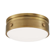 Load image into Gallery viewer, Hicks Flush Mount Ceiling Light in Hand-Rubbed Antique Brass (Small).
