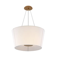Load image into Gallery viewer, Hoop Drum Pendant Light in Soft Brass.

