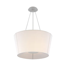 Load image into Gallery viewer, Hoop Drum Pendant Light in Soft Silver.
