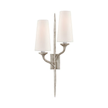 Load image into Gallery viewer, Iberia Double Wall Light in Burnished Silver Leaf (Right).
