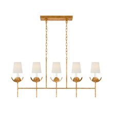 Load image into Gallery viewer, Illana Linear Chandelier in Antique Gold Leaf (With Shade).
