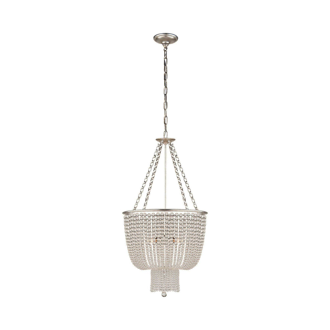 Jacqueline Chandelier in Burnished Silver Leaf/Clear Glass.