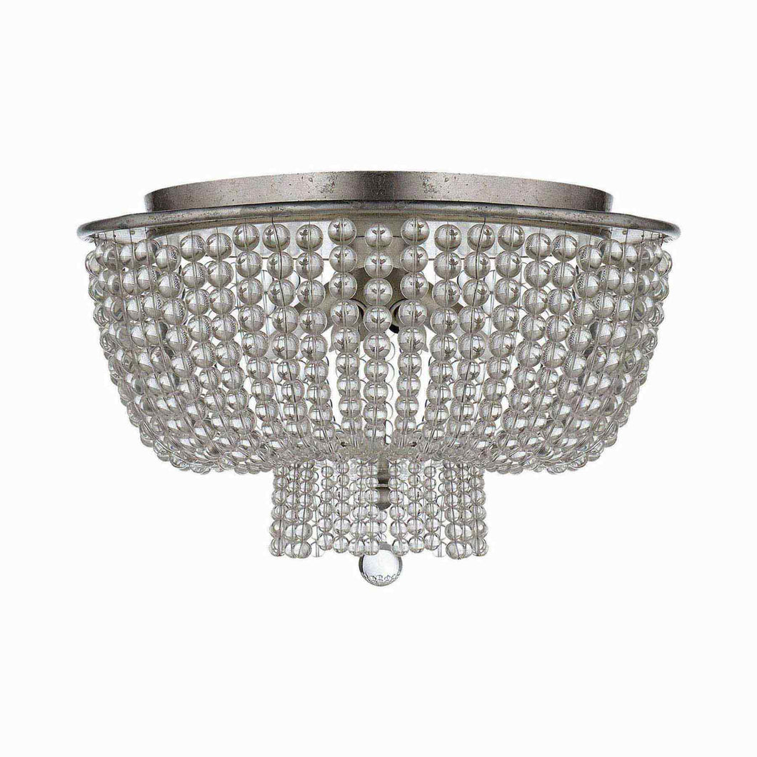 Jacqueline Flush Mount Ceiling Light in Burnished Silver Leaf/Clear Glass.