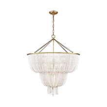 Load image into Gallery viewer, Jacqueline Two-Tier Chandelier in Hand-Rubbed Antique Brass/White Acrylic.

