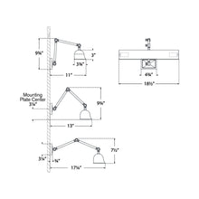 Load image into Gallery viewer, Jane Double LED Library Light - line drawing.
