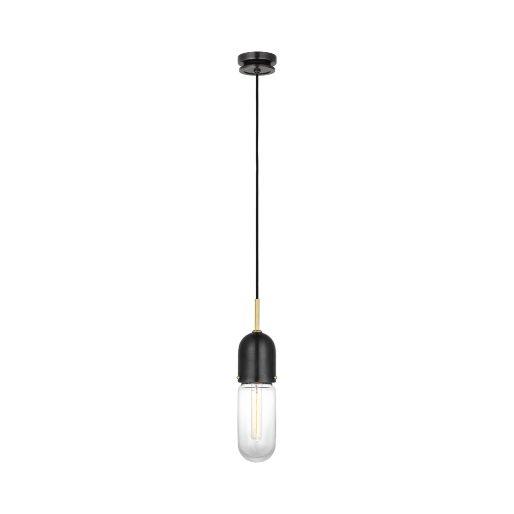 Junio LED Mini Pendant Light in Bronze/Brass/Clear Glass.