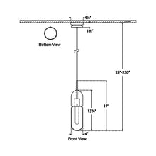 Load image into Gallery viewer, Junio LED Mini Pendant Light - line drawing.
