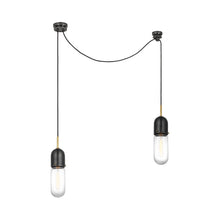 Load image into Gallery viewer, Junio LED Multi Light Pendant Light in Bronze/Brass/Clear Glass (2-Light).
