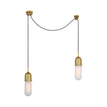 Load image into Gallery viewer, Junio LED Multi Light Pendant Light in Hand-Rubbed Antique Brass/Frosted Glass (2-Light).
