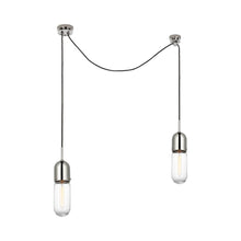 Load image into Gallery viewer, Junio LED Multi Light Pendant Light in Polished Nickel/Clear Glass (2-Light).
