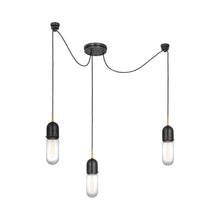 Load image into Gallery viewer, Junio LED Multi Light Pendant Light in Bronze/Brass/Clear Glass (3-Light).
