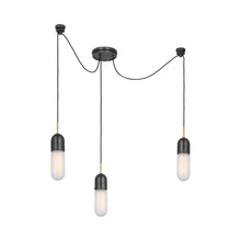Load image into Gallery viewer, Junio LED Multi Light Pendant Light in Bronze/Brass/Frosted Glass (3-Light).
