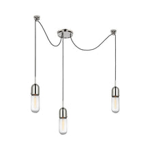 Load image into Gallery viewer, Junio LED Multi Light Pendant Light in Polished Nickel/Clear Glass (3-Light).
