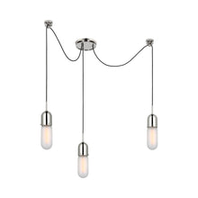 Load image into Gallery viewer, Junio LED Multi Light Pendant Light in Polished Nickel/Frosted Glass (3-Light).

