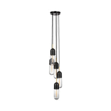 Load image into Gallery viewer, Junio LED Multi Light Pendant Light in Bronze/Brass/Clear Glass (5-Light).
