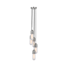 Load image into Gallery viewer, Junio LED Multi Light Pendant Light in Polished Nickel/Frosted Glass (5-Light).
