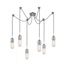 Load image into Gallery viewer, Junio LED Multi Light Pendant Light in Polished Nickel/Frosted Glass (6-Light).
