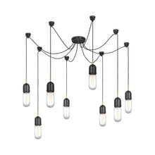 Load image into Gallery viewer, Junio LED Multi Light Pendant Light in Bronze/Brass/Clear Glass (8-Light).
