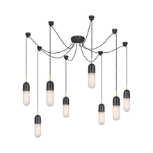Load image into Gallery viewer, Junio LED Multi Light Pendant Light in Bronze/Brass/Frosted Glass (8-Light).
