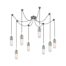 Load image into Gallery viewer, Junio LED Multi Light Pendant Light in Polished Nickel/Frosted Glass (8-Light).
