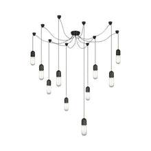 Load image into Gallery viewer, Junio LED Multi Light Pendant Light in Bronze/Brass/Clear Glass (10-Light).
