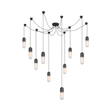Load image into Gallery viewer, Junio LED Multi Light Pendant Light in Bronze/Brass/Frosted Glass (10-Light).
