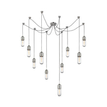 Load image into Gallery viewer, Junio LED Multi Light Pendant Light in Polished Nickel/Clear Glass (10-Light).
