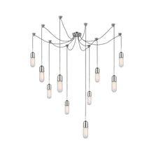 Load image into Gallery viewer, Junio LED Multi Light Pendant Light in Polished Nickel/Frosted Glass (10-Light).
