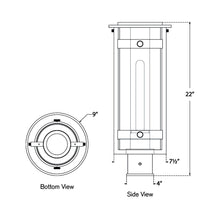 Load image into Gallery viewer, Kears Outdoor LED Post Light - line drawing.

