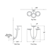 Load image into Gallery viewer, Keira LED Triple Wall Light - line drawing.
