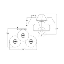 Load image into Gallery viewer, Kelley Triple Wall Light - line drawing.
