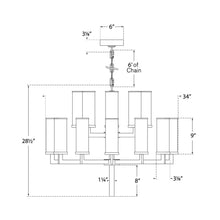 Load image into Gallery viewer, Liaison Double Tier Chandelier - line drawing.
