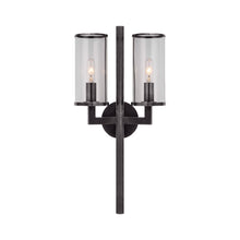 Load image into Gallery viewer, Liaison Double Wall Light in Bronze/Clear.

