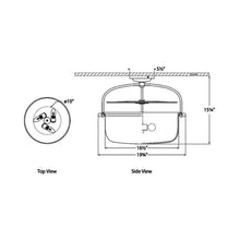 Load image into Gallery viewer, Lorford Semi Flush Mount Ceiling Light - line drawing.
