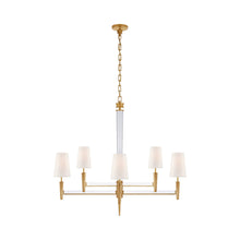 Load image into Gallery viewer, Lyra Chandelier in Hand-Rubbed Antique Brass/Crystal.
