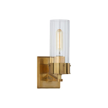 Load image into Gallery viewer, Marais Bath Wall Light in Hand-Rubbed Antique Brass/Clear Glass (Medium).
