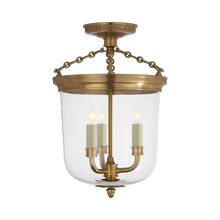Load image into Gallery viewer, Merchant Semi Flush Mount Ceiling Light in Hand-Rubbed Antique Brass.
